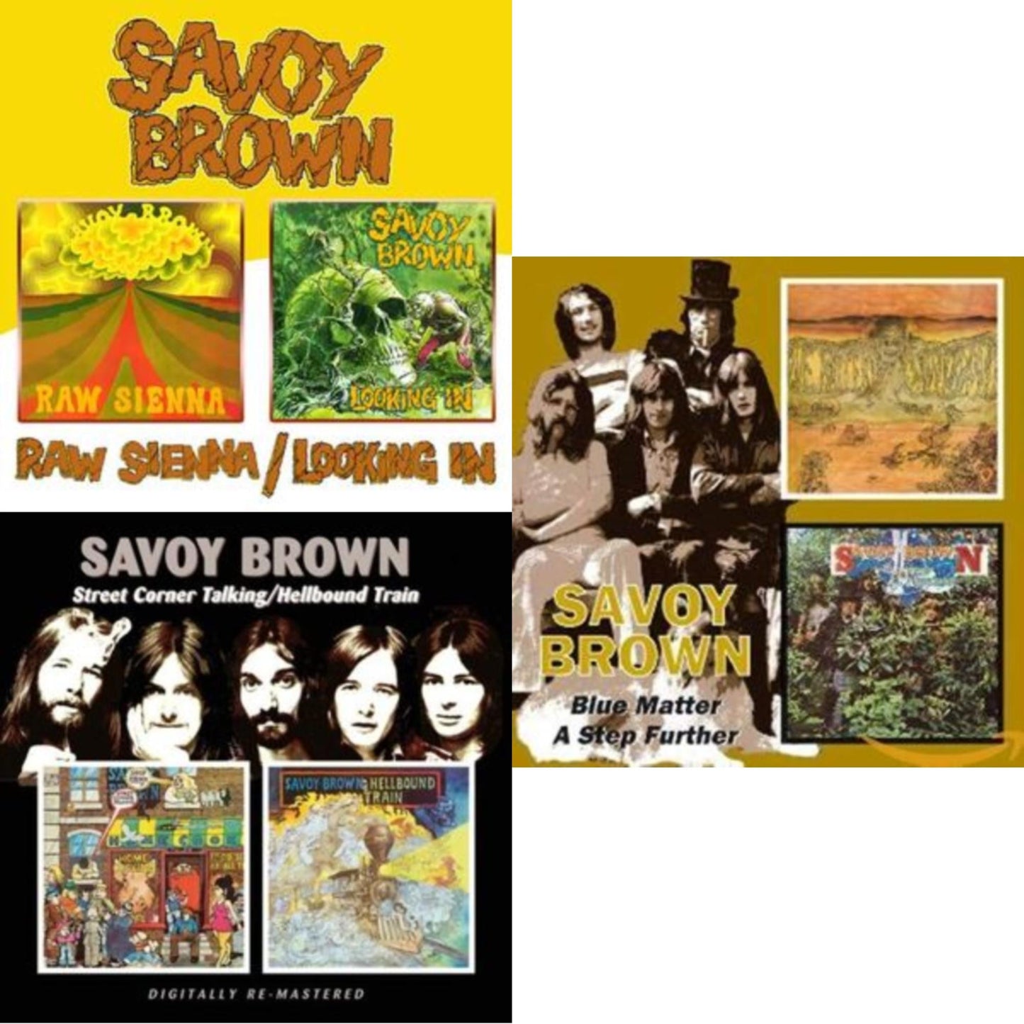Savoy Brown - Raw Sienna / Looking In & Street Corner Talking / Hellbound Train (Remastered) & Blue Matter / Step Further (Remastered) - CD Bundle
