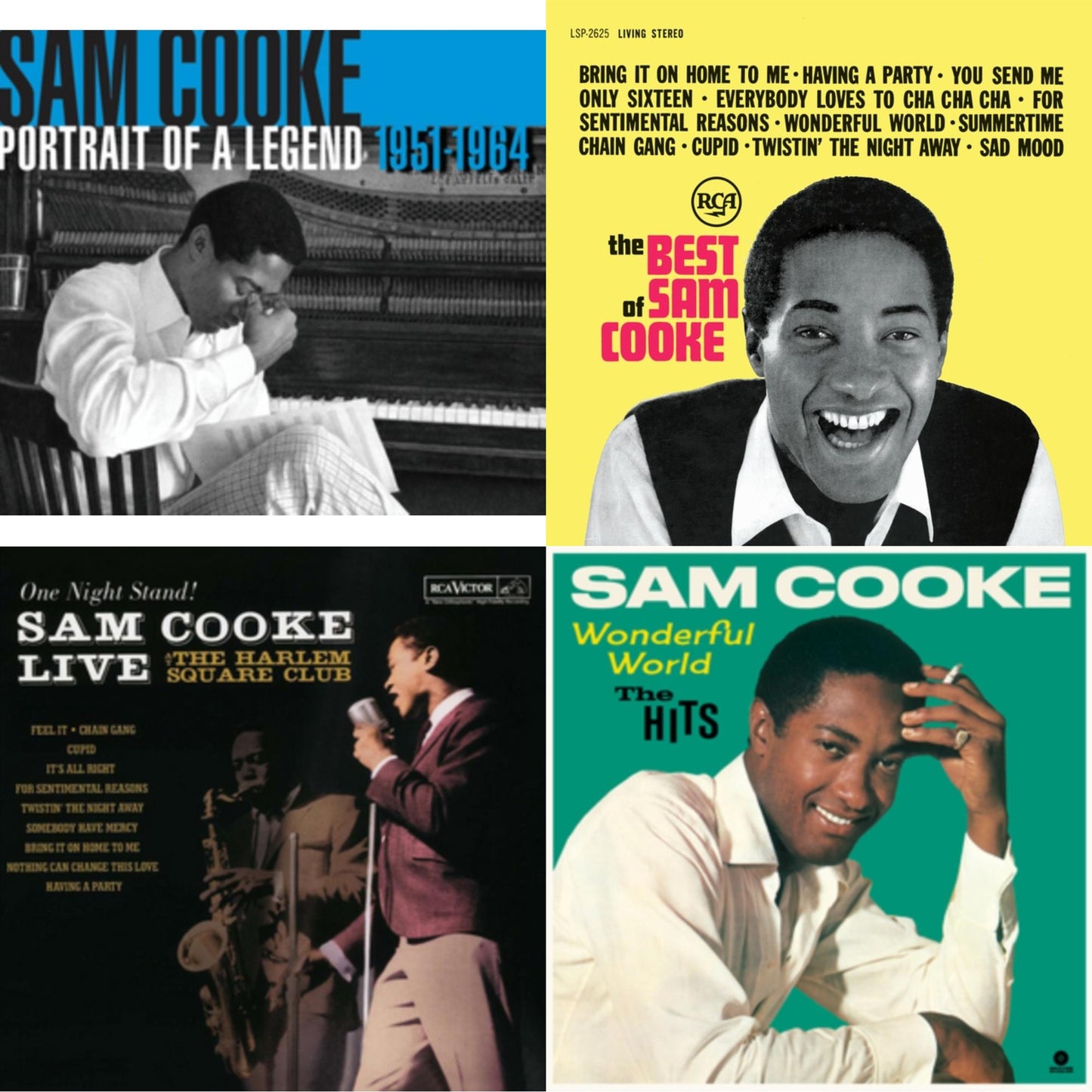 Sam Cooke - Portrait Of A Legend: 1951 - 1964 & Best Of (140G/ Dl Insert) & Wonderfull World - The Hits & Live At The Harlem Square Club (180G) - LP Vinyl Bundle