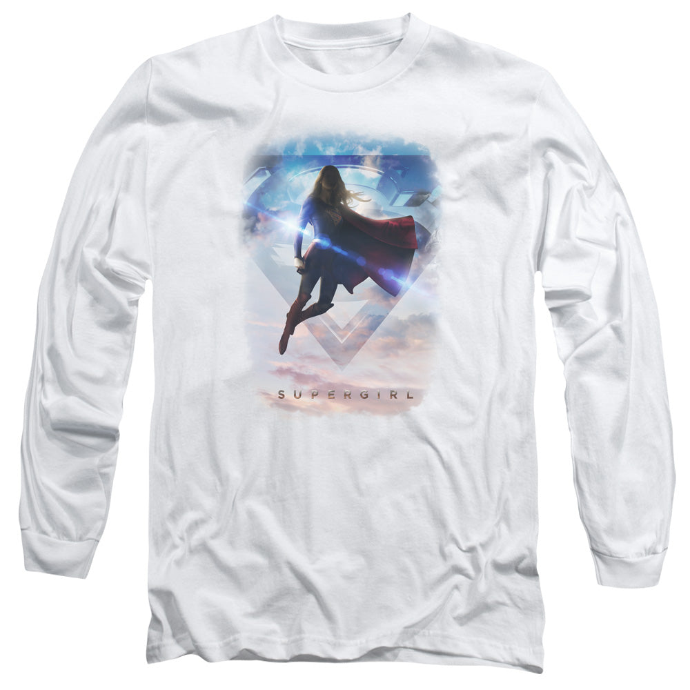 Supergirl Endless Sky Mens Long Sleeve Shirt White Officially Licensed