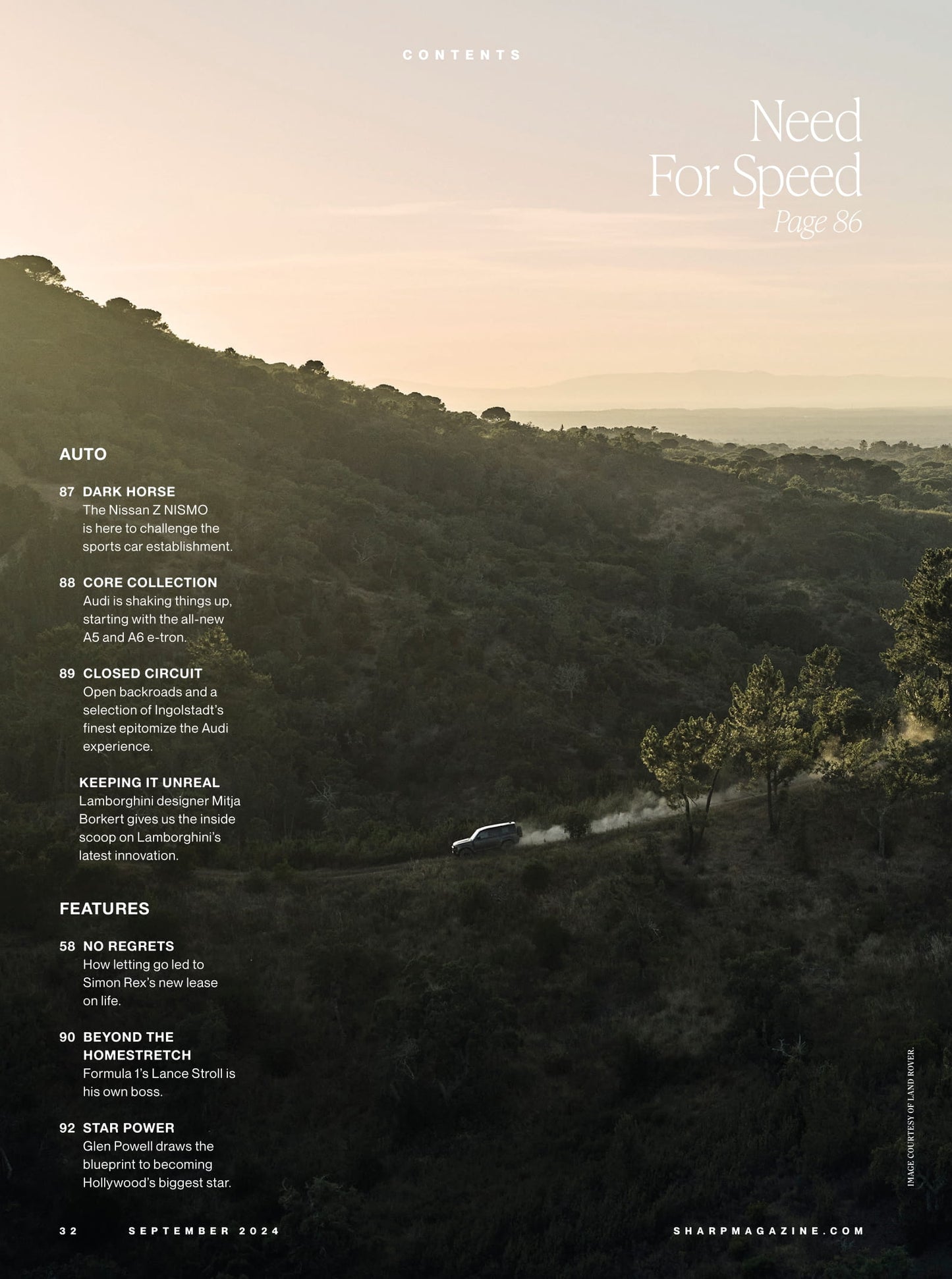 Sharp Magazine - September 2024: Breakout Star Of Twisters & Hit Man Glen Powell Talks Rise To The Top, On The Track With Lance Stroll, Range Rover Shifts Gears, RJ Barrett's Toronto Homecoming & More