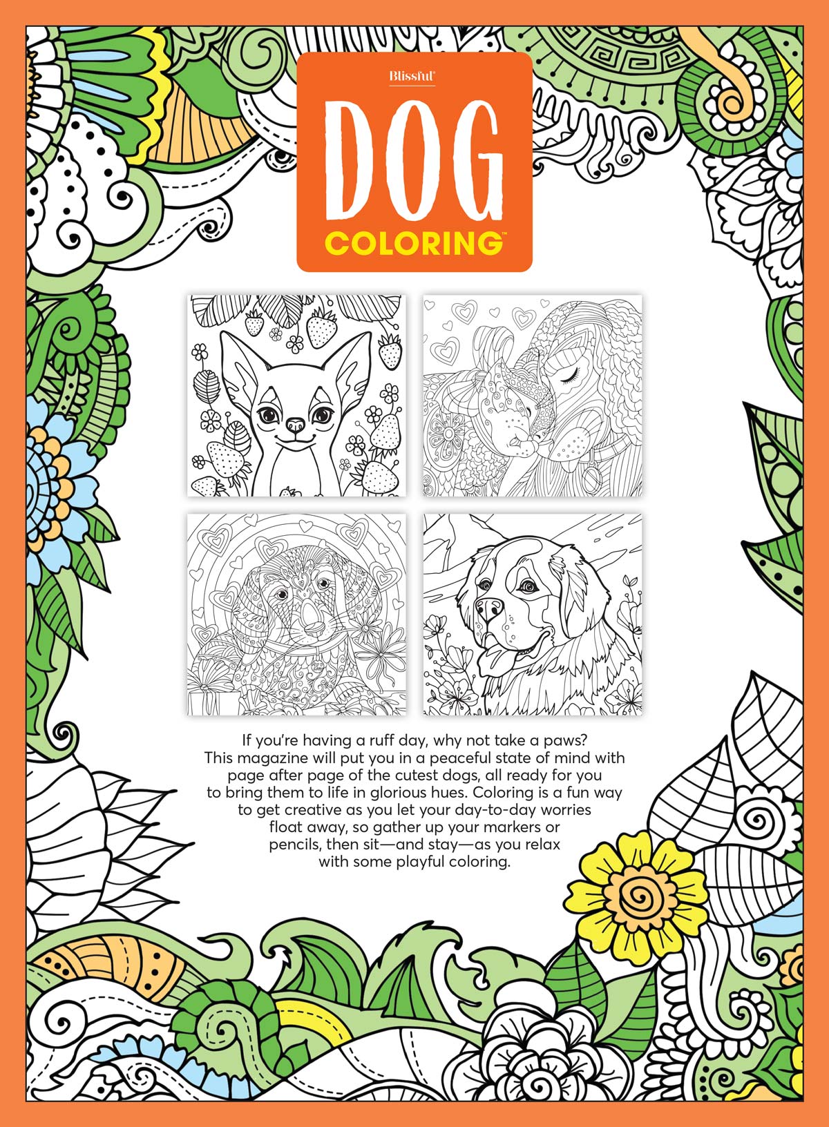 Dog Coloring - 32 Inspiring Designs, Bring Canine Pictures To Life, All Breeds, Riddles, Puns, Jokes & Fun Facts, Adult Coloring Book, Unlock Creativity, Relax, Unwind, Unplug, Reduce Anxiety & Draw!