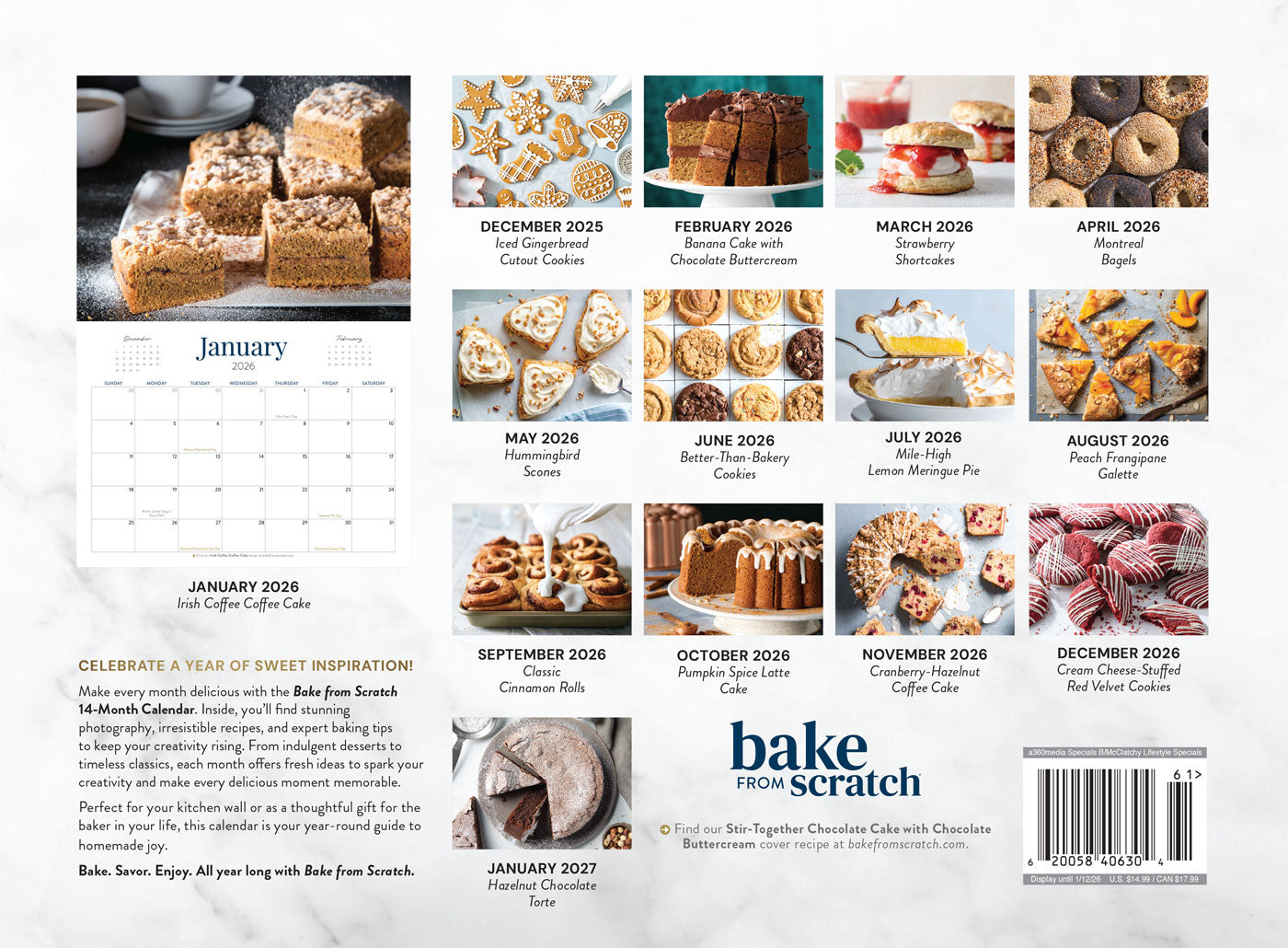 Bake From Scratch - 2026 Calendar: 14 Months Of Delicious Holiday Recipes, Baking & Creativity Inspiration, Treats For Every Kitchen, Elevate Your Baking Game All Year Round & More!