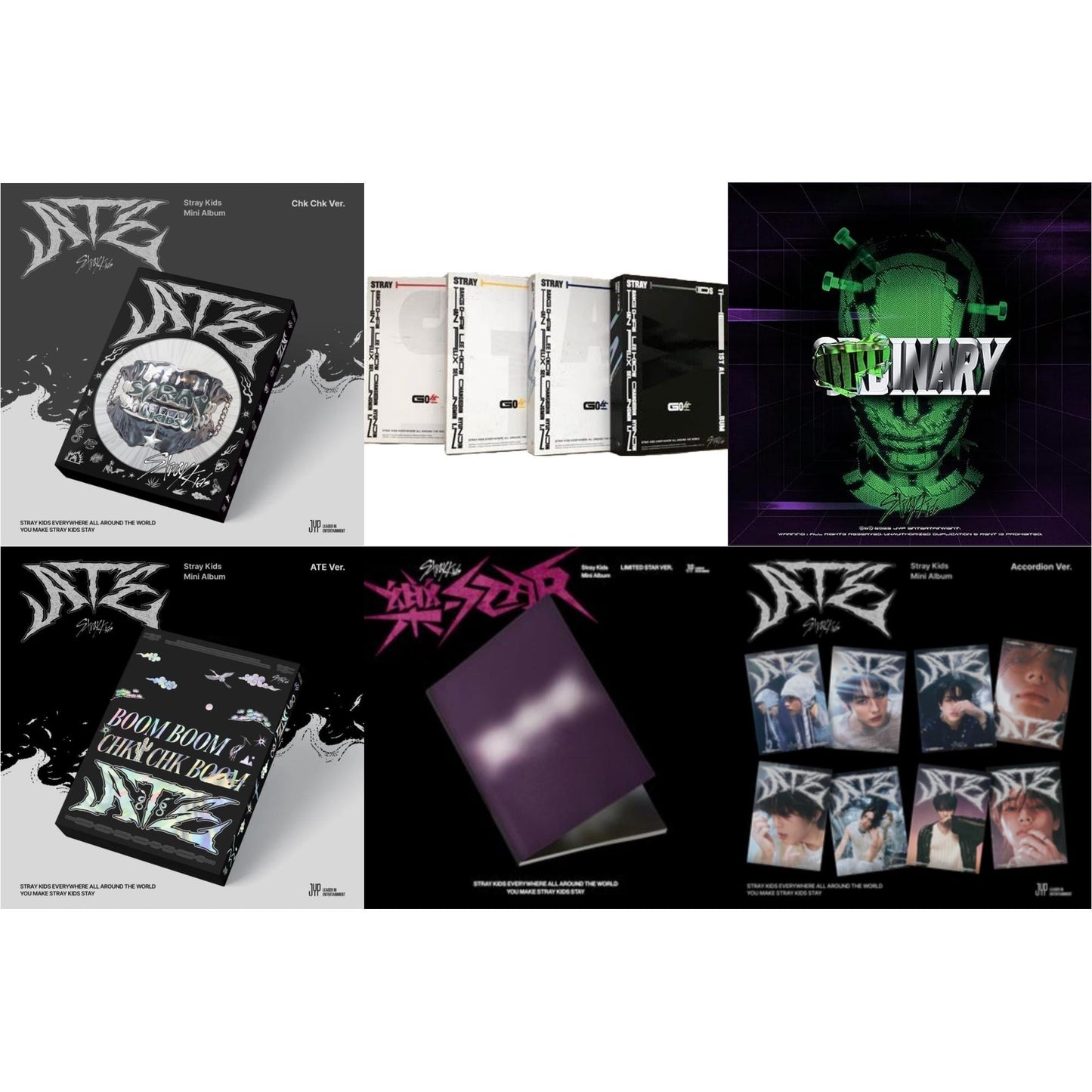 Stray Kids - Rock-Star (Limited Star Ver.) & Ate (Chk Chk Ver.) & Ate (Ate Ver.) & Ate (Accordion Ver.) & Go: Volume 1 (Normal Edition) & Oddinary (Scanning Version/Mask Off Version/Normal Edition) - CD Bundle
