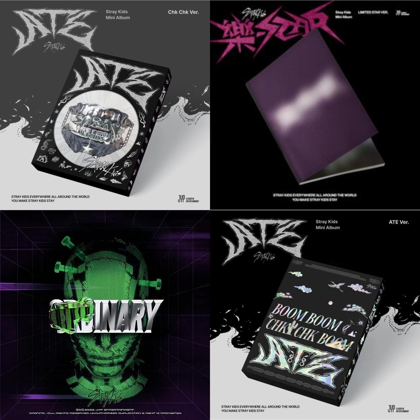 Stray Kids - Ate (Chk Chk Ver.) & Rock-Star (Limited Star Ver.) & Oddinary (Scanning Version/Mask Off Version/Normal Edition) & Ate (Ate Ver.) - CD Bundle