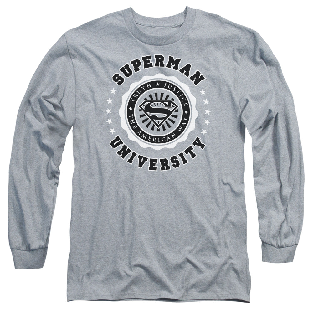 Superman Superman University Mens Long Sleeve Shirt Athletic Heather Officially Licensed