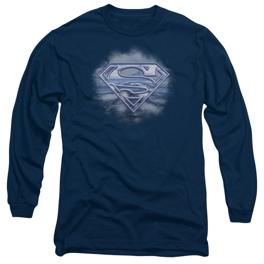 Superman Freedom Of Flight Mens Long Sleeve Shirt Navy Officially Licensed