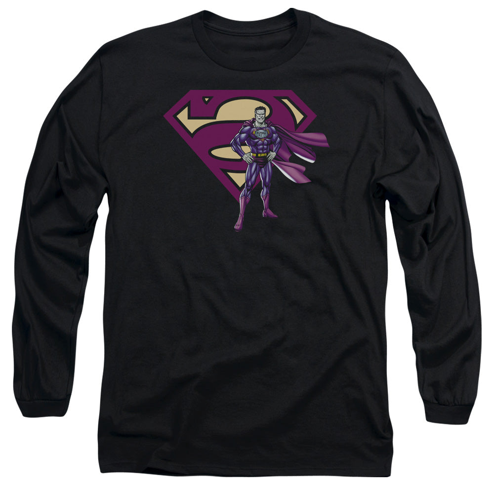 Superman Bizarro & Logo Mens Long Sleeve Shirt Black Officially Licensed