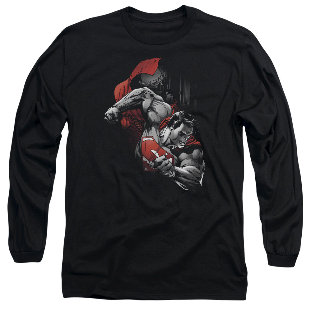Superman My City Mens Long Sleeve Shirt Black Officially Licensed
