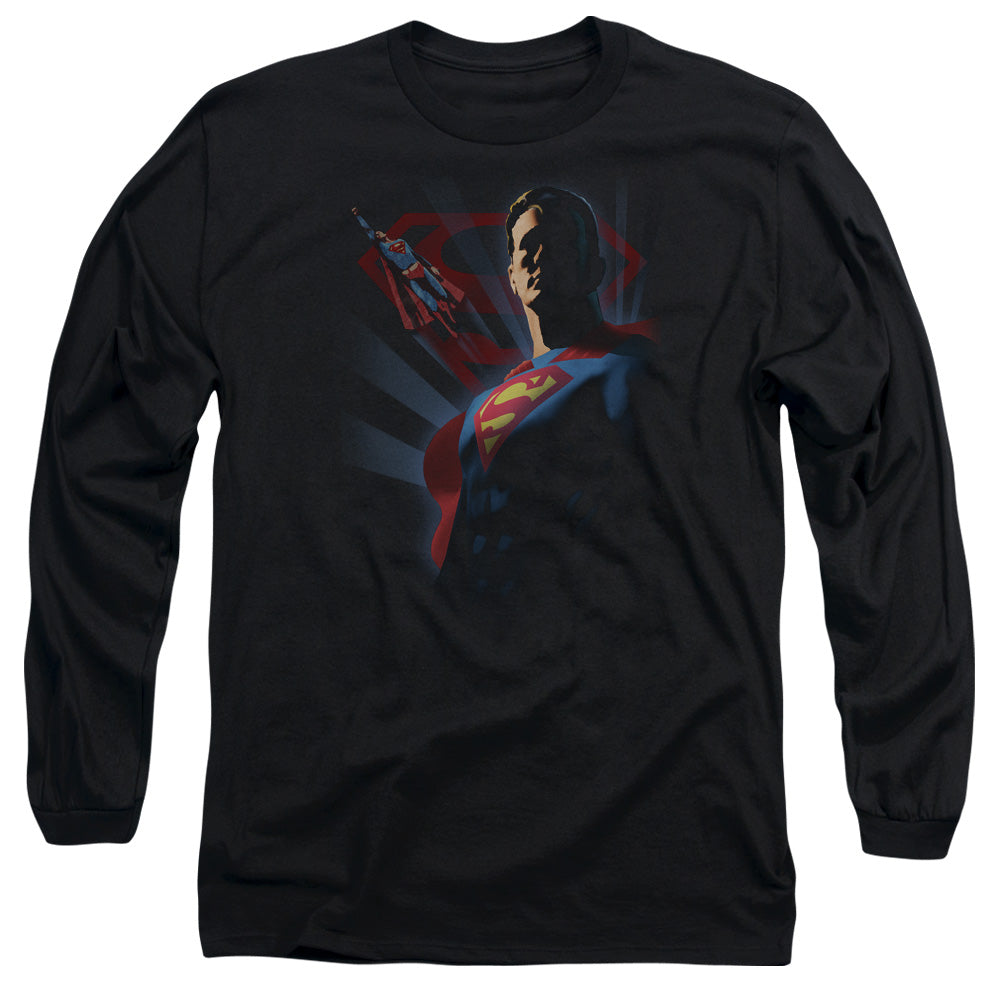 Superman Super Deco Mens Long Sleeve Shirt Black Officially Licensed