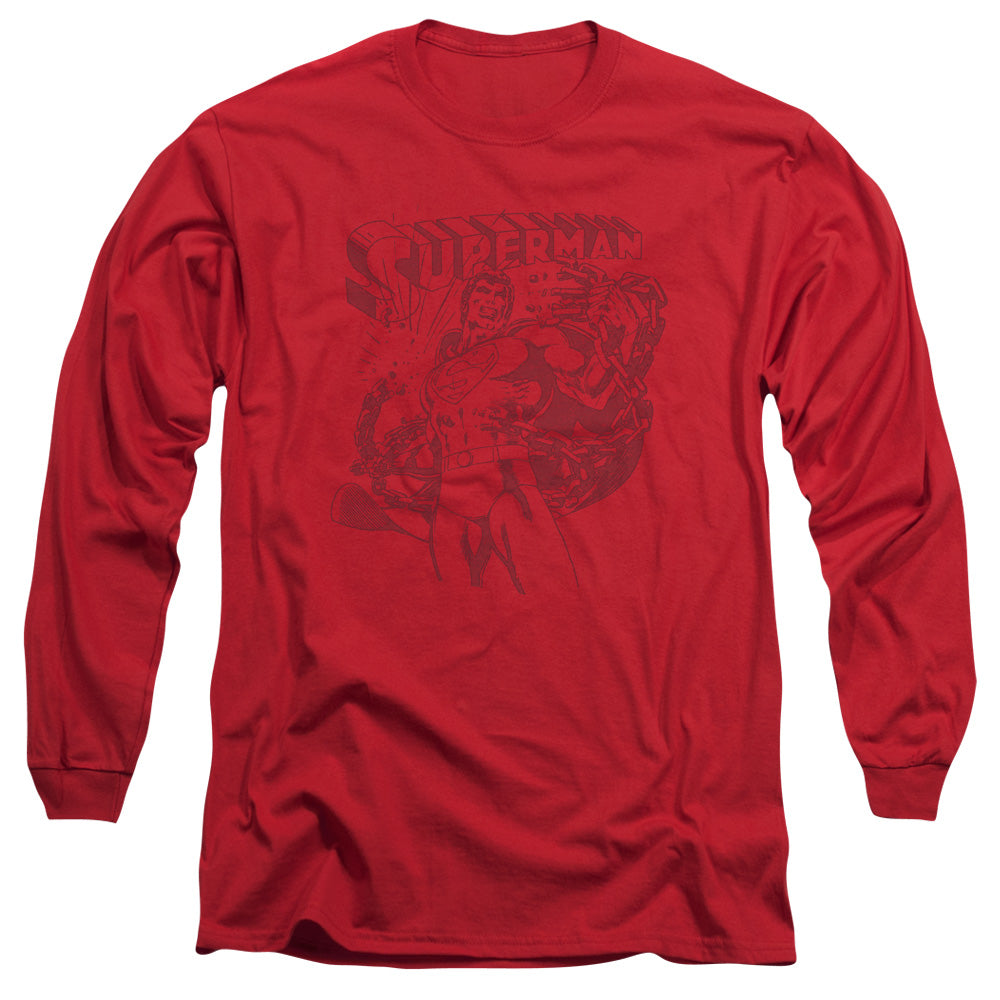 Superman Code Red Mens Long Sleeve Shirt Red Officially Licensed