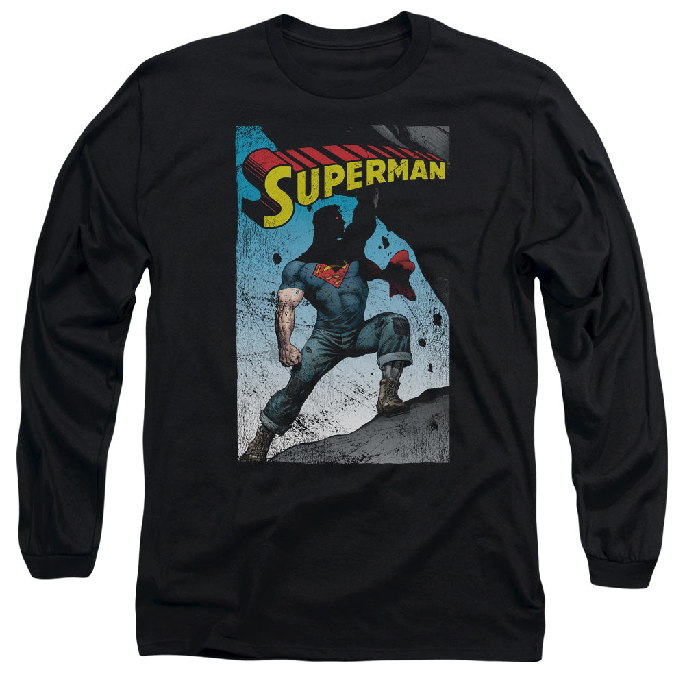 Superman Alternate Mens Long Sleeve Shirt Black Officially Licensed