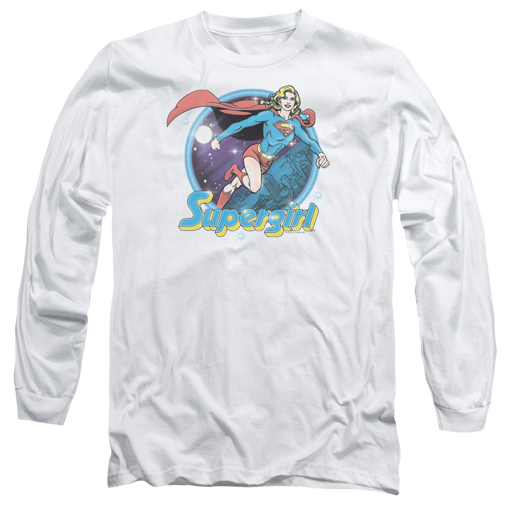 Superman Supergirl Airbrush Mens Long Sleeve Shirt White Officially Licensed