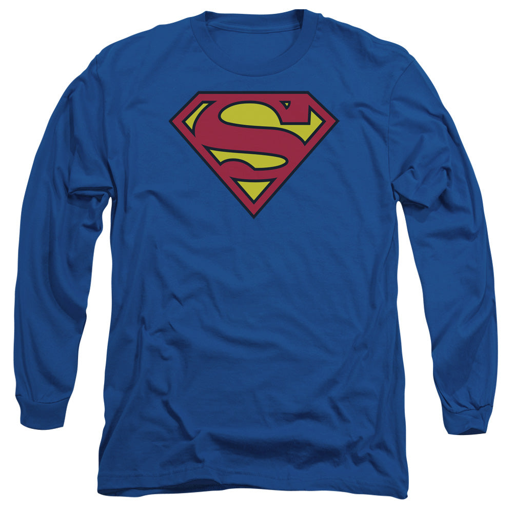 Superman Classic Logo Mens Long Sleeve Shirt Royal Officially Licensed