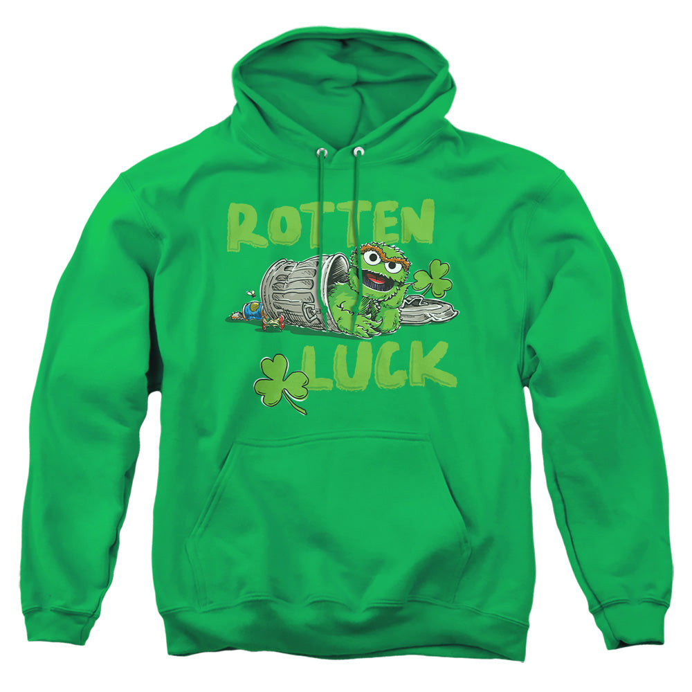 Sesame Street Oscar The Grouch Rotten Luck Mens Hoodie Kelly Green Officially Licensed