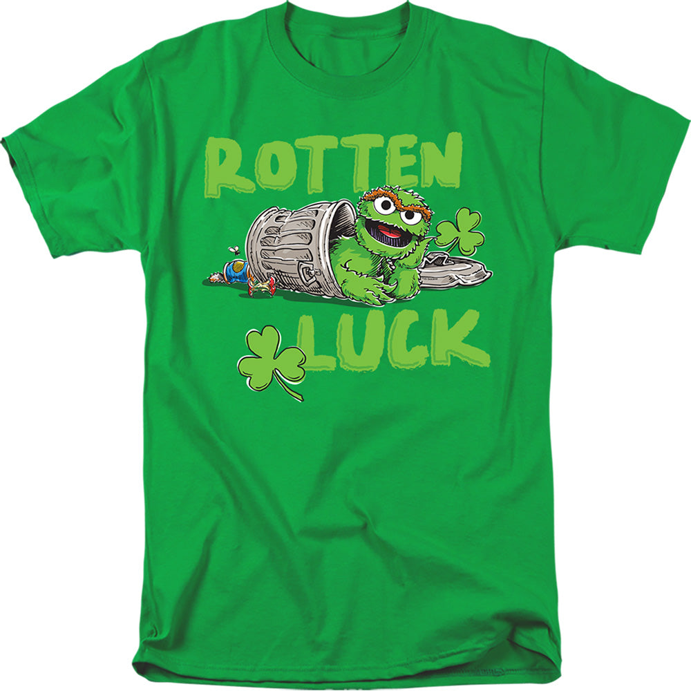 Sesame Street Oscar The Grouch Rotten Luck Mens T Shirt Kelly Green Officially Licensed