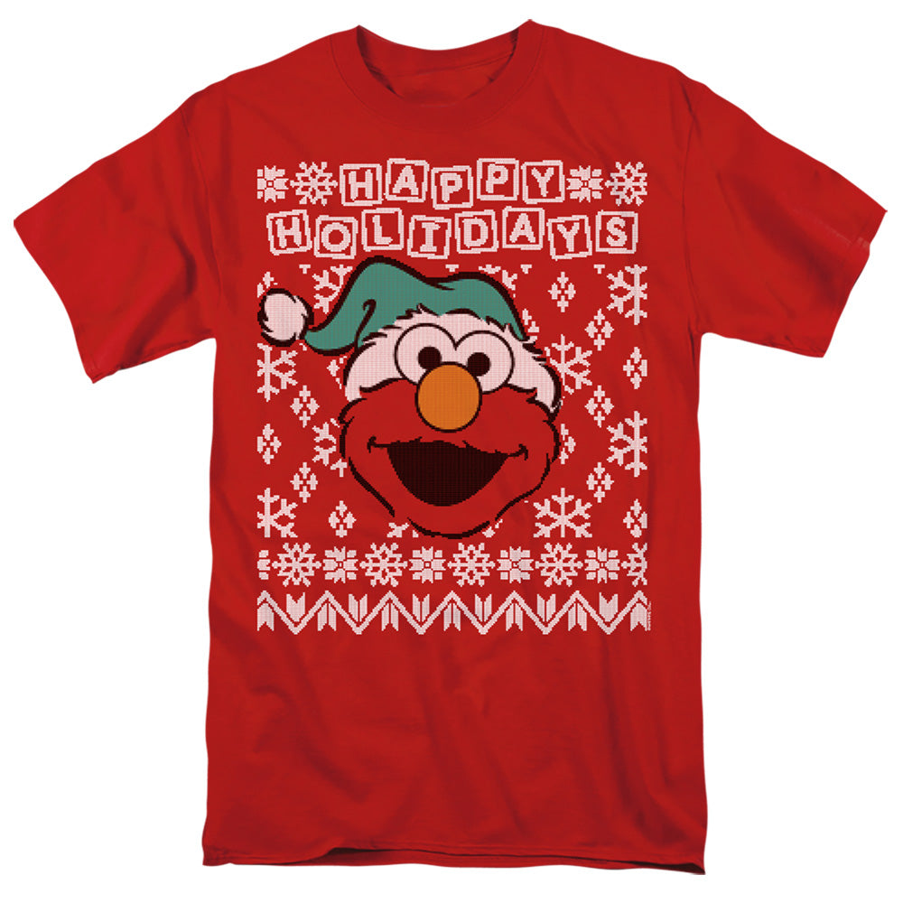 Sesame Street Elmo Ugly Christmas Mens T Shirt Red Officially Licensed