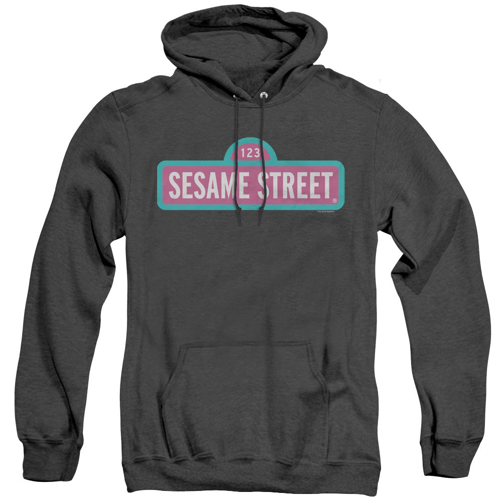Sesame Street Alt Logo Heather Mens Hoodie Black Officially Licensed