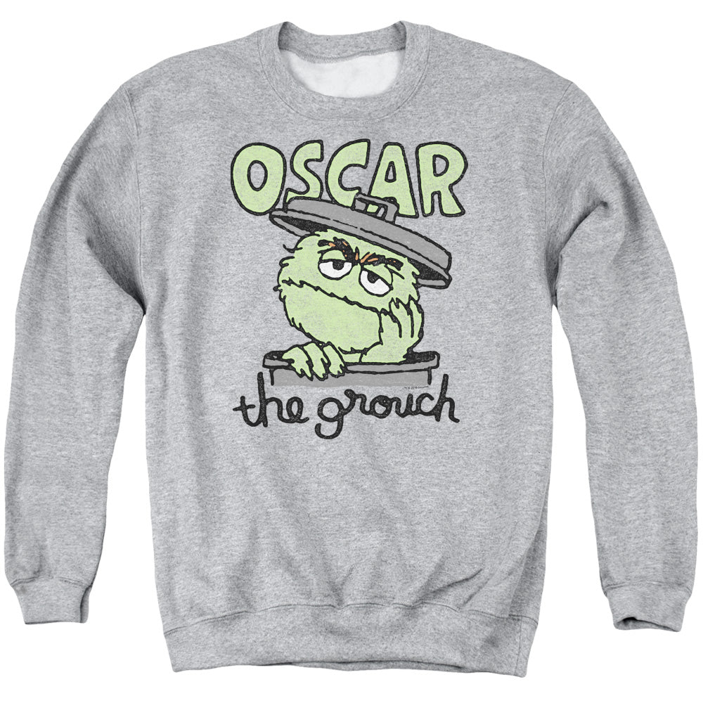 Sesame Street Canned Grouch Mens Crewneck Sweatshirt Athletic Heather Officially Licensed