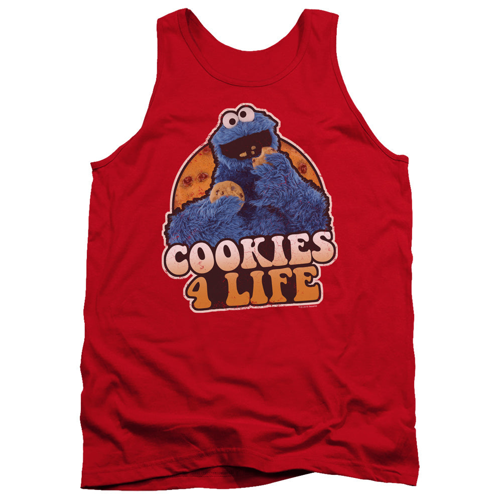 Sesame Street Cookies 4 Life Mens Tank Top Shirt Red Officially Licensed