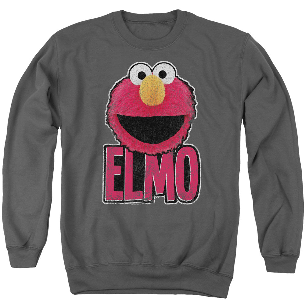 Sesame Street Elmo Ile Mens Crewneck Sweatshirt Charcoal Officially Licensed