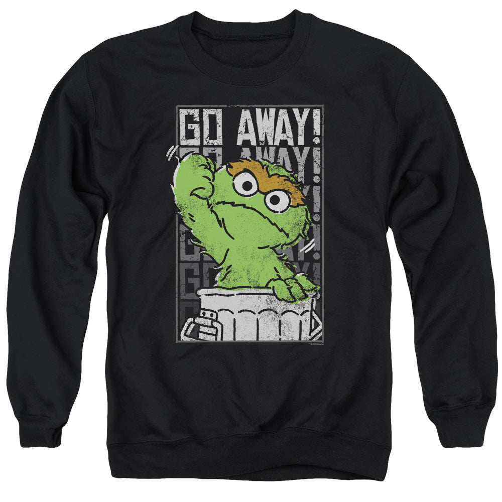 Sesame Street Go Away Mens Crewneck Sweatshirt Black Officially Licensed