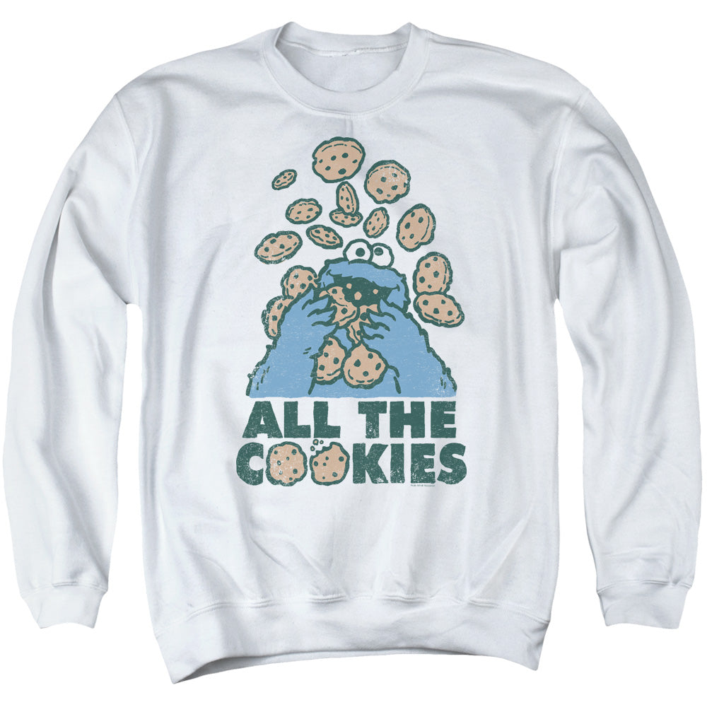 Sesame Street All The Cookies Mens Crewneck Sweatshirt White Officially Licensed
