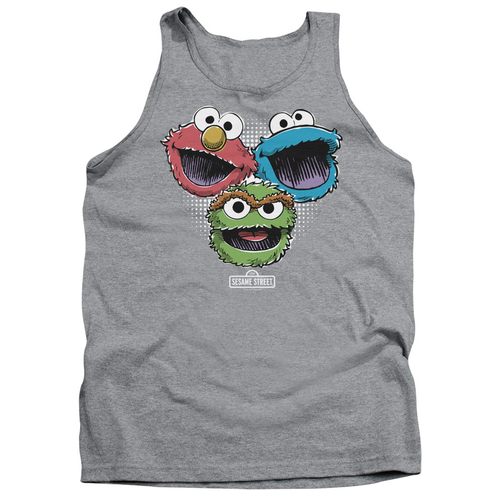 Sesame Street Halftone Heads Mens Tank Top Shirt Athletic Heather Officially Licensed
