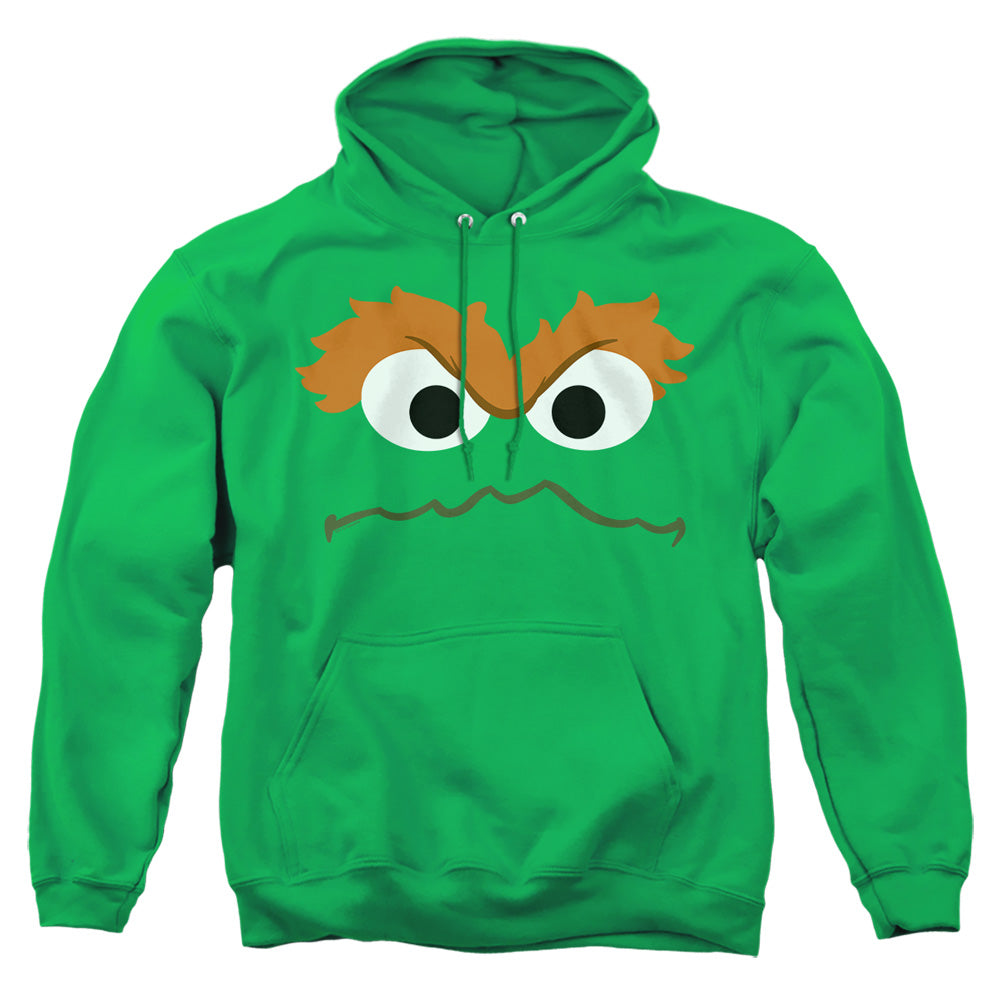 Sesame Street Oscar The Grouch Face Mens Hoodie Kelly Green Officially Licensed