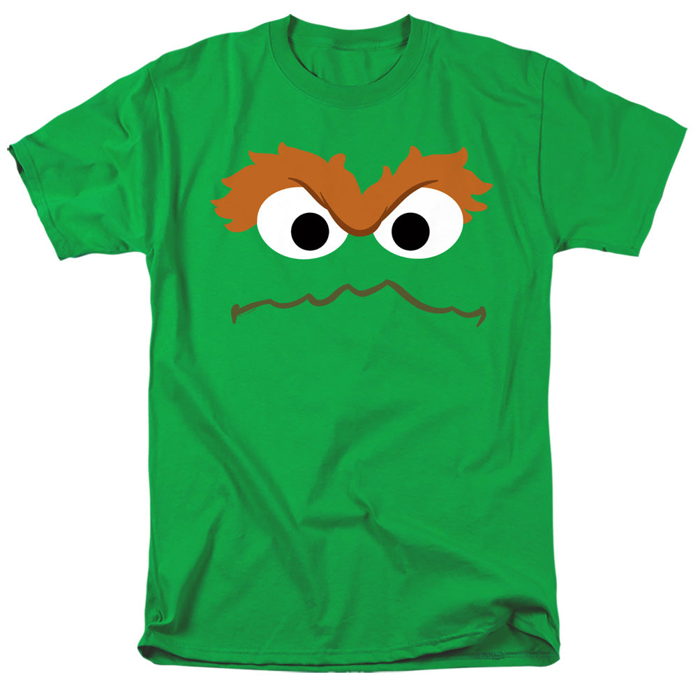 Sesame Street Oscar The Grouch Face Mens T Shirt Kelly Green Officially Licensed