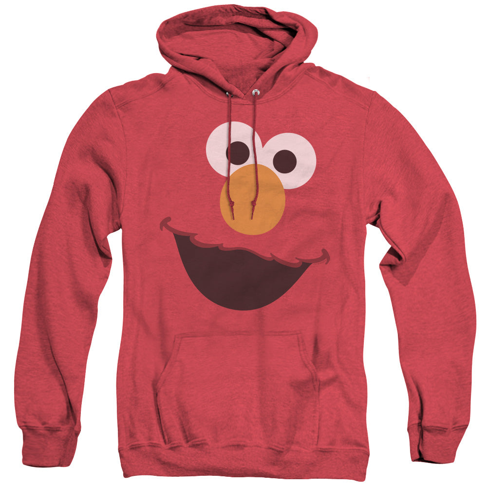 Sesame Street Elmo Face Heather Mens Hoodie Red Officially Licensed