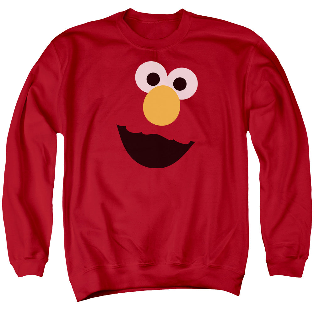 Sesame Street Elmo Face Mens Crewneck Sweatshirt Red Officially Licensed