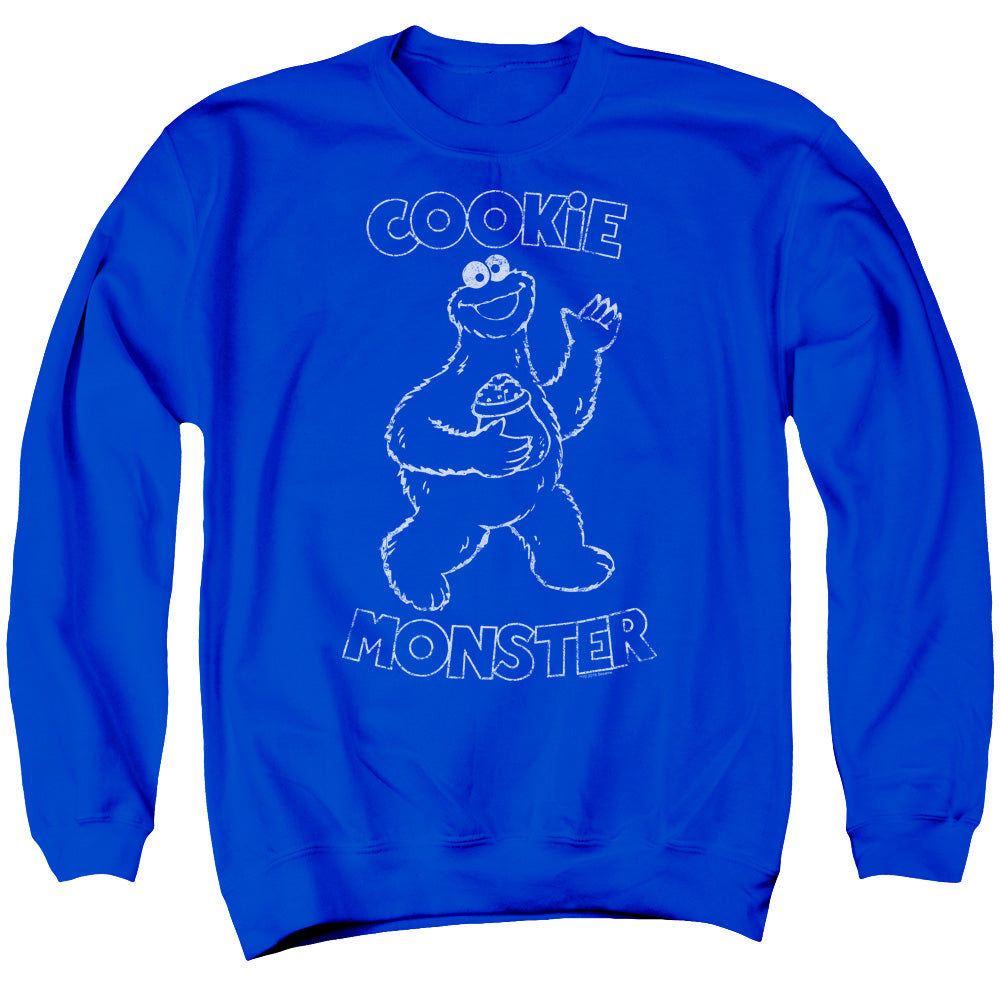 Sesame Street Simple Cookie Mens Crewneck Sweatshirt Royal Blue Officially Licensed