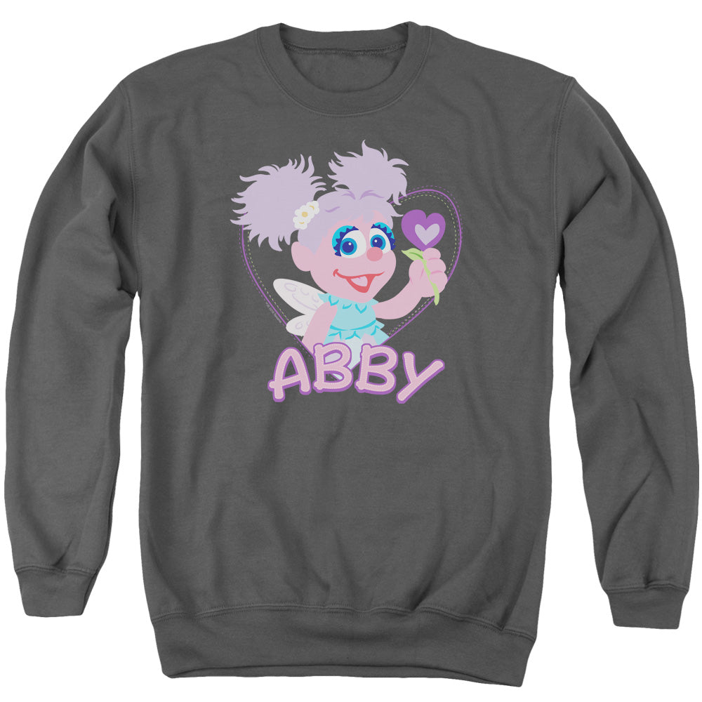 Sesame Street Flat Abby Mens Crewneck Sweatshirt Charcoal Officially Licensed