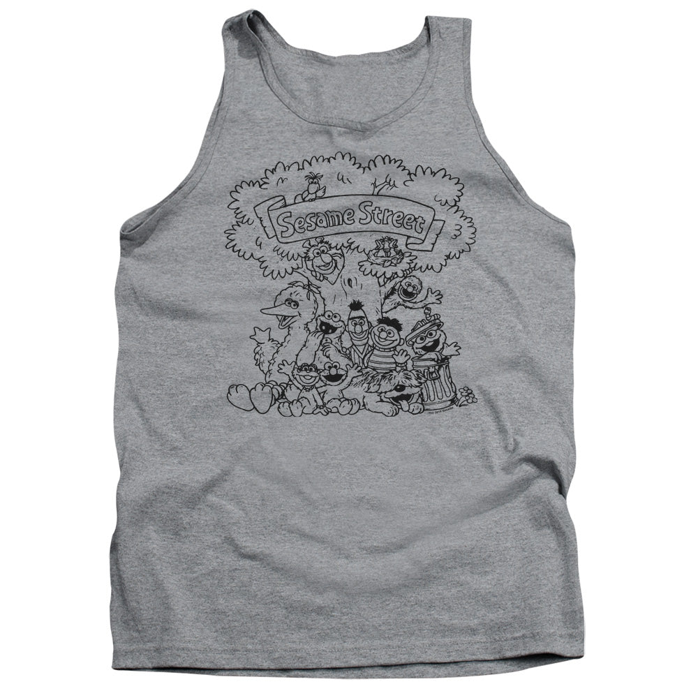 Sesame Street Simple Street Mens Tank Top Shirt Athletic Heather Officially Licensed