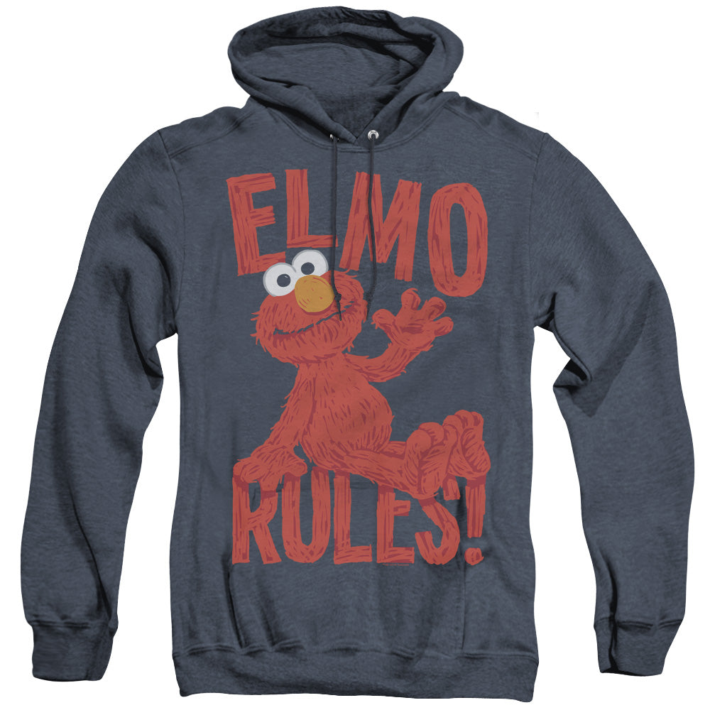 Sesame Street Elmo Rules Heather Mens Hoodie Navy Officially Licensed