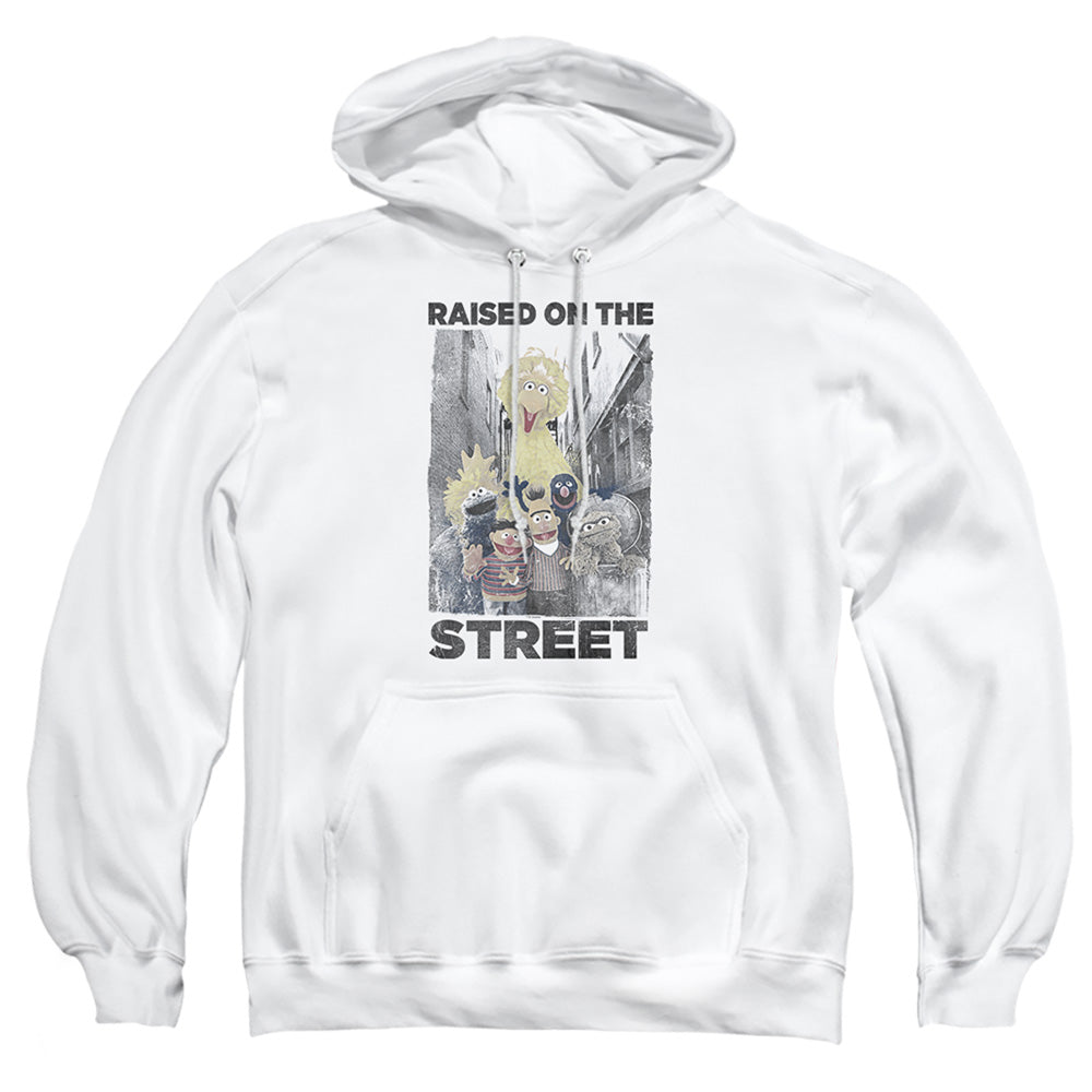 Sesame Street Raised On The Streets Mens Hoodie White Officially Licensed