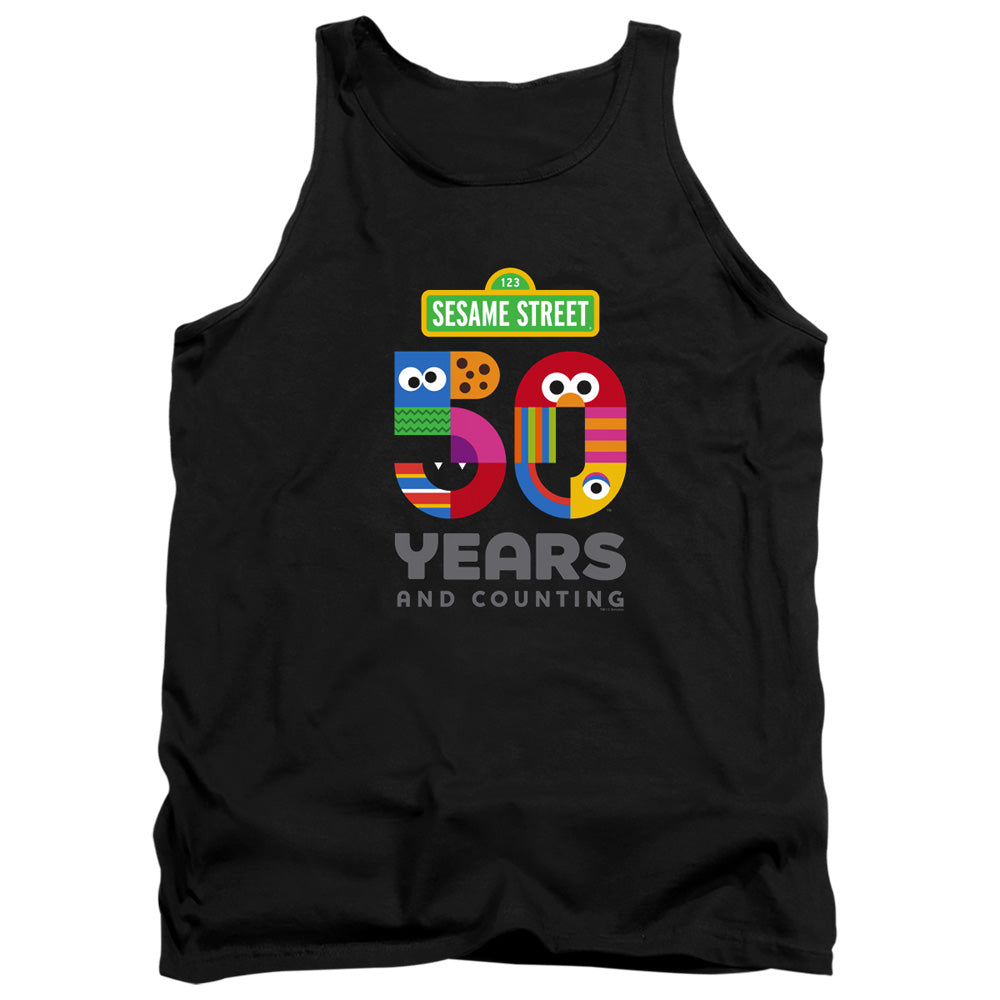 Sesame Street 50 Years Logo Mens Tank Top Shirt Black Officially Licensed