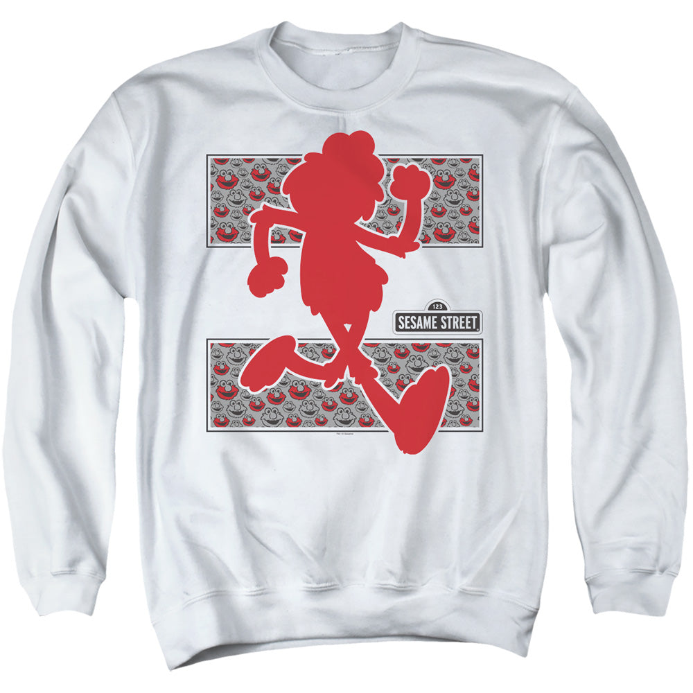 Sesame Street Elmo Runs Mens Crewneck Sweatshirt White Officially Licensed