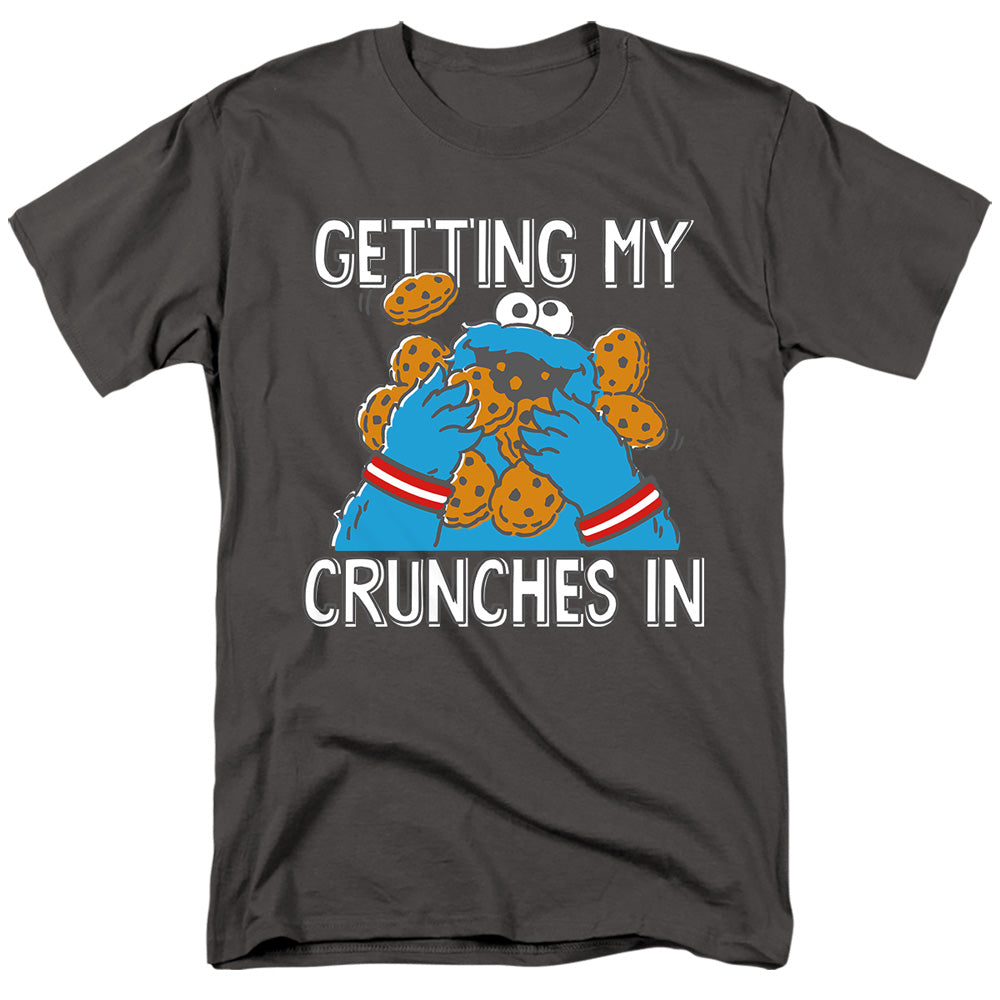 Sesame Street Cookie Monster My Crunches Mens T Shirt Charcoal Officially Licensed