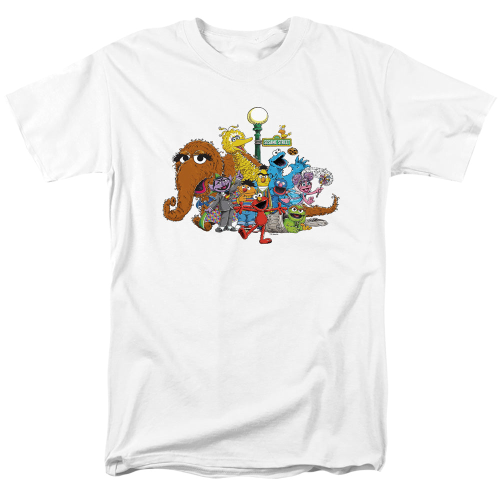 Sesame Street Group Street Light Mens T Shirt White Officially Licensed