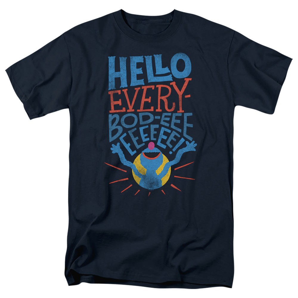 Sesame Street Grover Hello Everybody Mens T Shirt Navy Officially Licensed