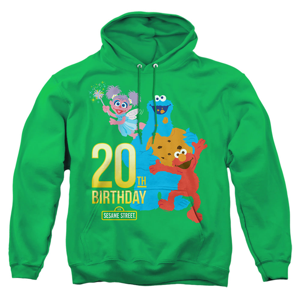 Sesame Street 20Th Birthday Group Mens Hoodie Kelly Green Officially Licensed