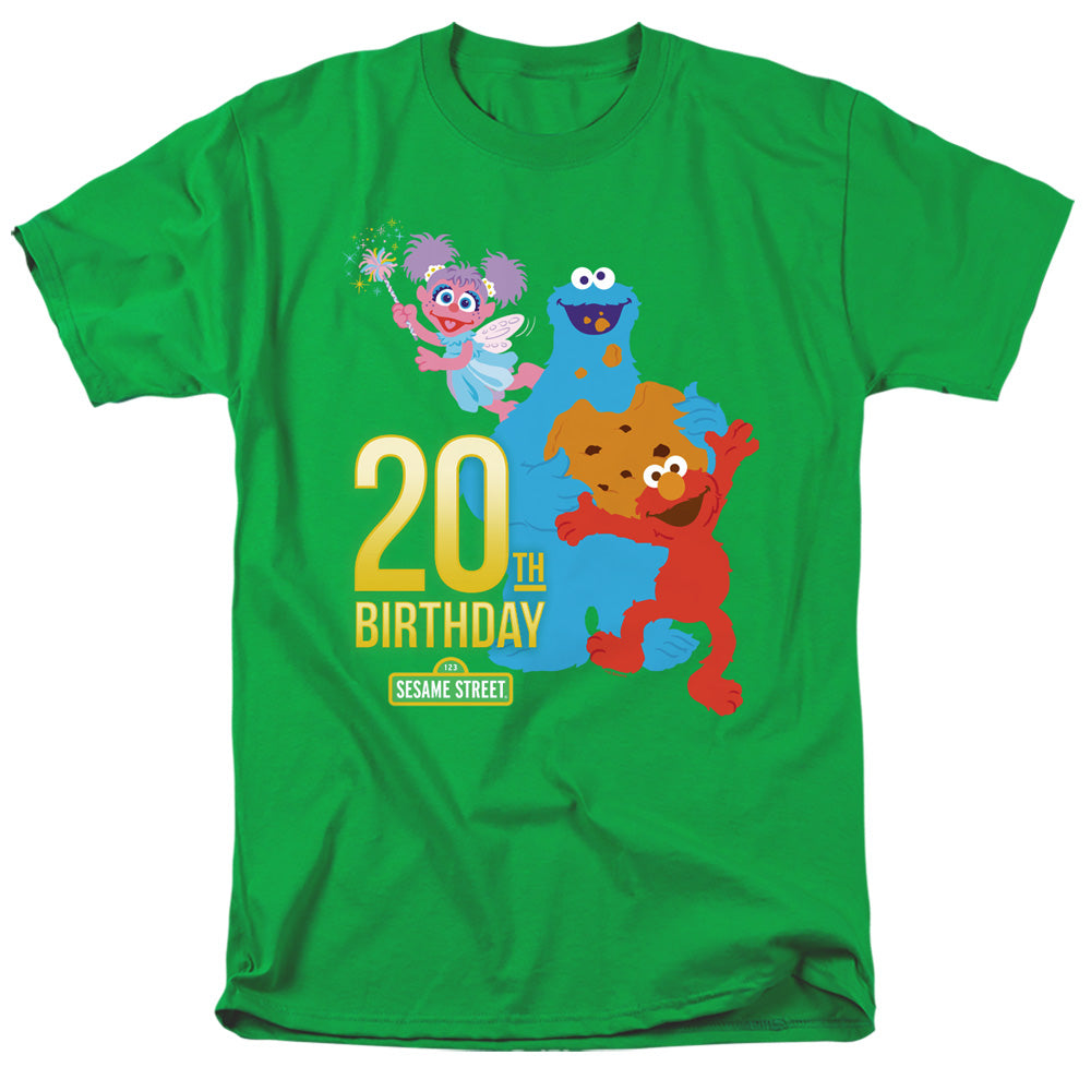 Sesame Street 20Th Birthday Group Mens T Shirt Kelly Green Officially Licensed