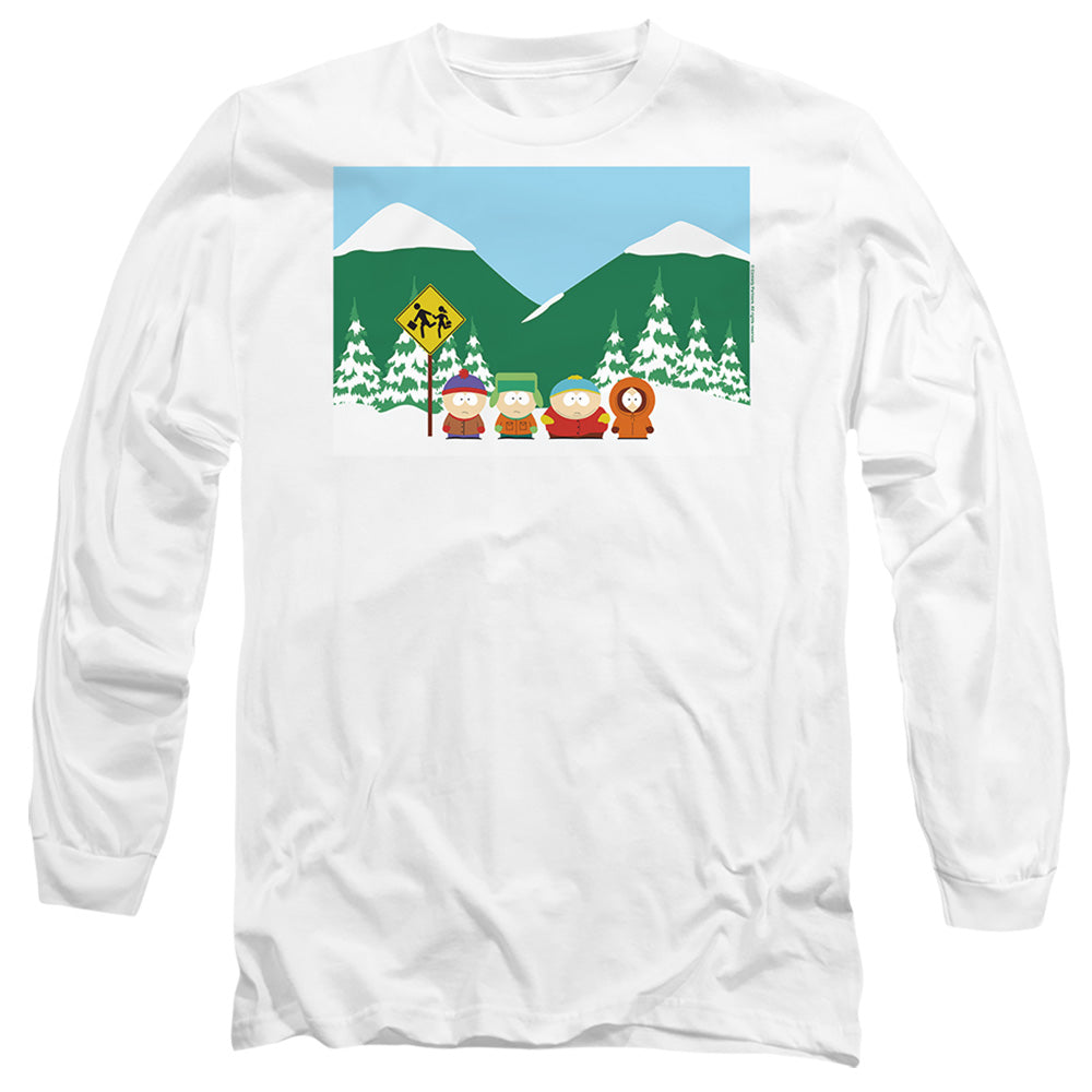 South Park Bus Stop Mens Long Sleeve Shirt White Officially Licensed