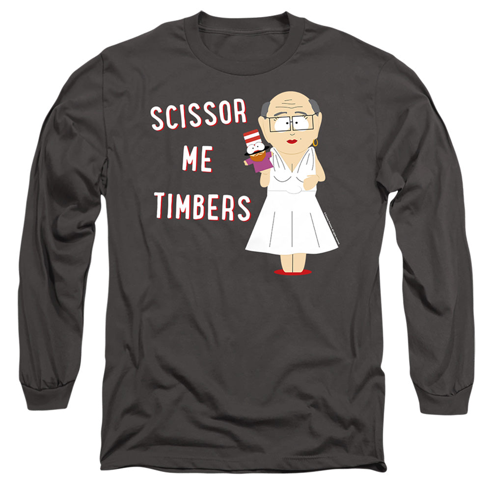 South Park Scissor Me Timbers Mens Long Sleeve Shirt Charcoal Officially Licensed