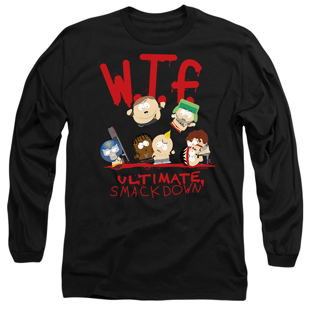 South Park Wtf Ultimate Smackdown Mens Long Sleeve Shirt Black Officially Licensed