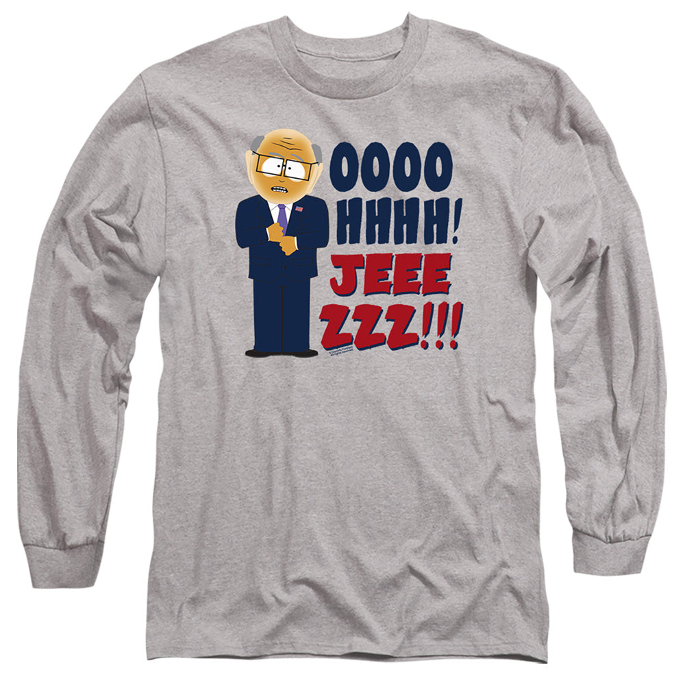 South Park Oh Jeez Mens Long Sleeve Shirt Athletic Heather Officially Licensed
