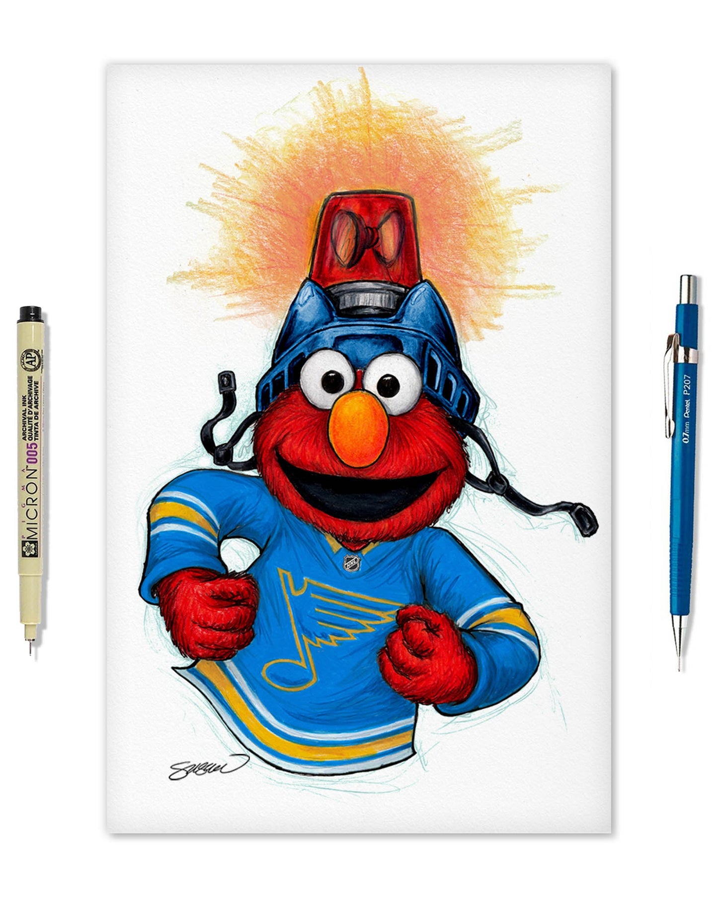 Elmo Loves Goals! x NHL Blues Limited Edition Art Print