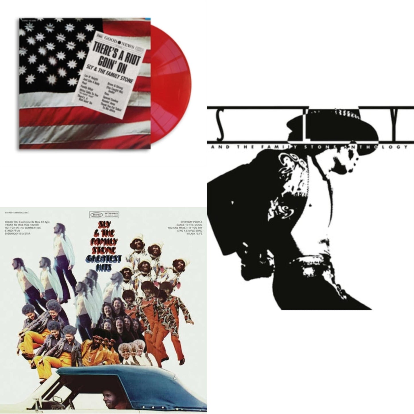 Sly & The Family Stone - There’S A Riot Goin On (Red LP Vinyl) & Anthology (2LP/Pink Vinyl/180G) & Greatest Hits (150G/Dl Card)
