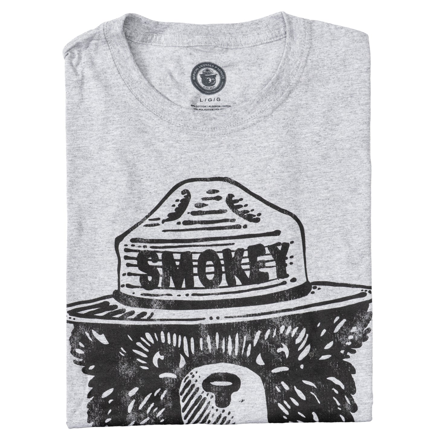 Smokey the Bear Adult Unisex Tonal T Shirt Grey